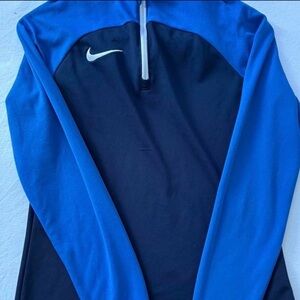 Nike Royal Blue and Black Quarter-Zip Performance Top